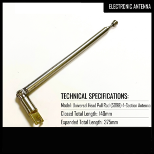 universal 4 section telescopic radio antenna 5098 large hole swivel head 138mm to 370mm extendable pull rod