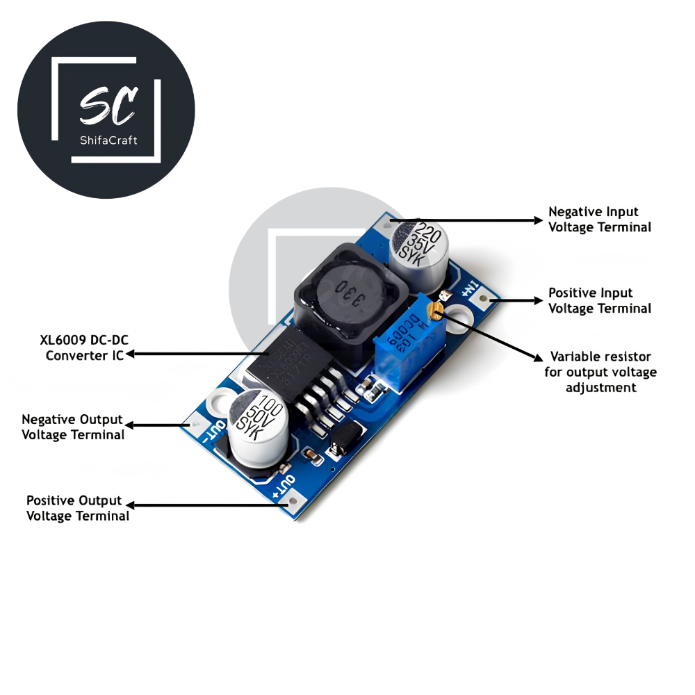 XL6009E1 DC-DC Adjustable Boost Converter Step-Up Module with 4A Max ...